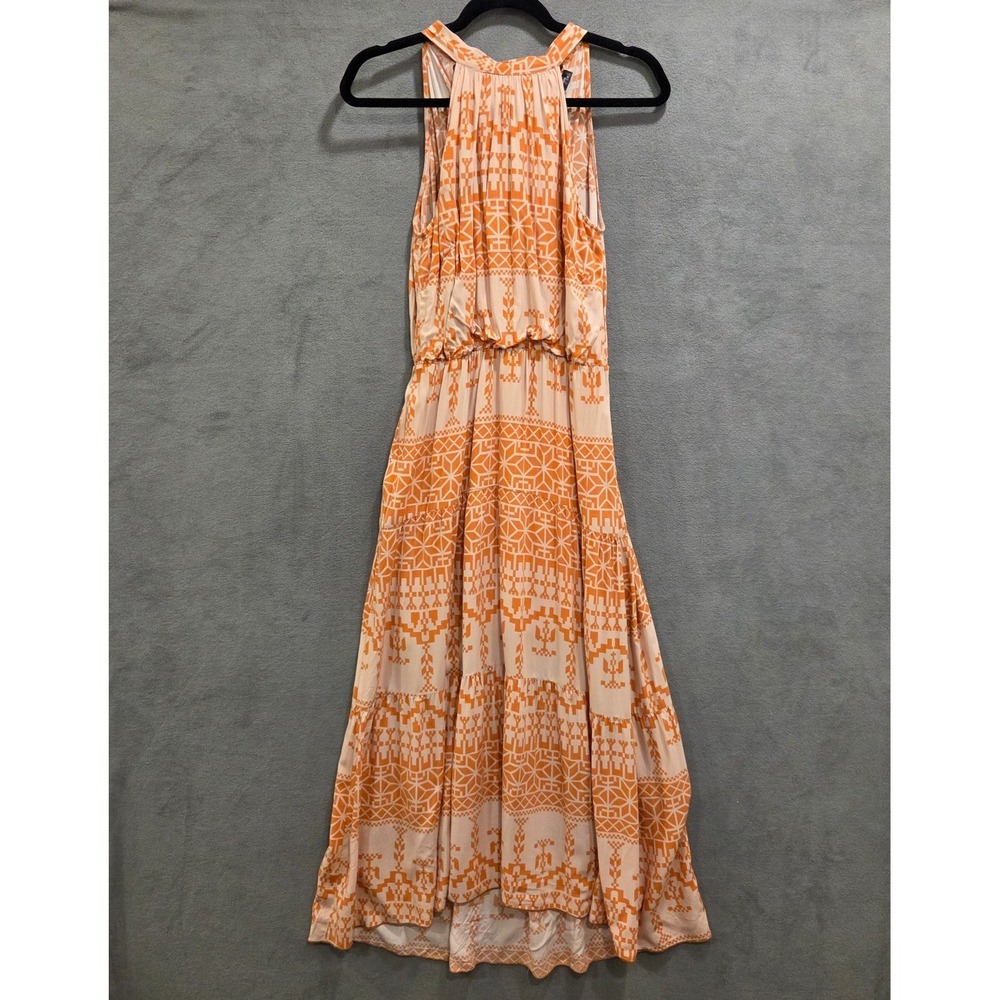 Pretty Garden Halter Maxi Dress Womens Size Small Aztec Lined Casual Beachy